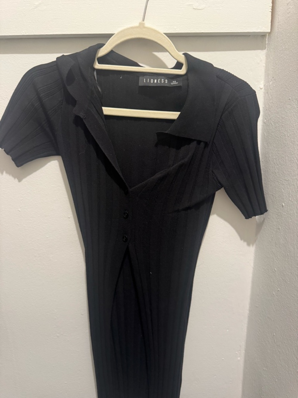 Lioness Black Ribbed Knit Top